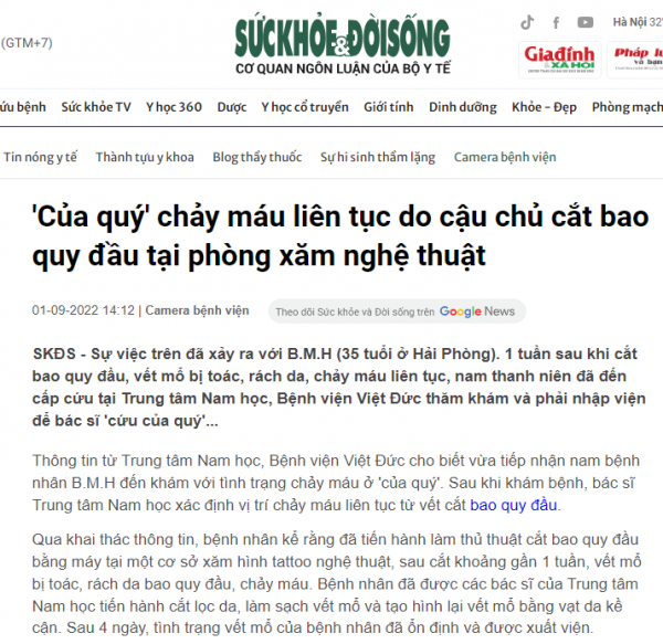 Chi phí cắt bao quy đầu mới nhất 2025
