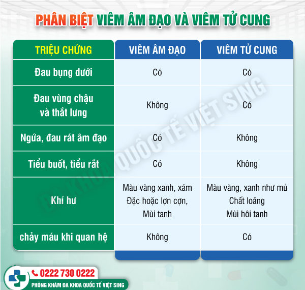 Viêm âm đạo viêm tử cung có giống nhau không, phân biệt như thế nào?