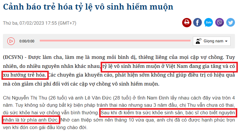 Chủ động kiểm tra sức khoẻ sinh sản – Giảm bớt gánh nặng vô sinh hiếm muộn