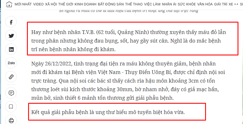 Ung Thư Trực Tràng Biểu Hiện Qua Máu Trong Phân – Chuyên Gia Cảnh Báo